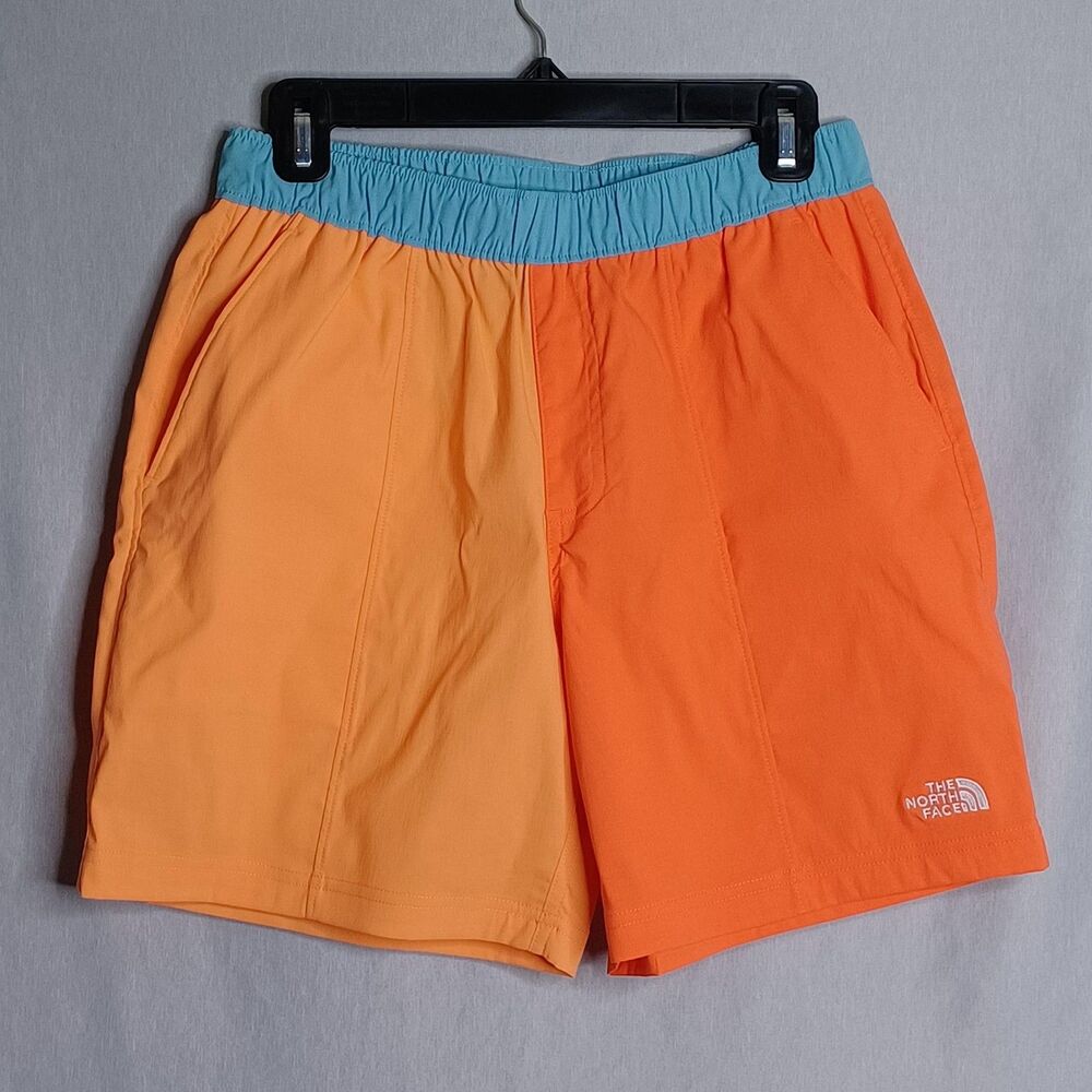 The North Face Shorts Mens Small Orange Colorblock Swim Trunks Quick Dry